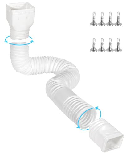 Ogutter Rain Gutter Downspout Extensions, Downspout Extender for Rainwater Drainage Flexible, Down Spout Drain Extension Pipe and Extendable from 21 to 66 Inches (White)