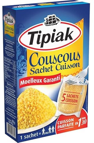 TIPIAK Couscous Sachet Cuisson 500G - Prêt en 10 min | Blé dur de qualité supérieure | Parfait pour tajines et salades | Céréales françaises. - Lot De 4 - Vendu Par Lot