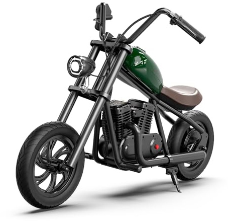 HYPERGOGO Challenger 12 Elektro Motorrad Kinder, Kindermotorrad mit 3 Geschwindigkeiten, max. 16 km/h, bis zu 60 Minuten ununterbrochene Fahrzeit für Kinder/Jugendliche (Grün)