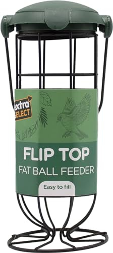 Extra Select Meisenknödel-Futterstation mit Klappdeckel – Vogelfutterstation zum Aufhängen für netzförmige/Nicht vernetzte Meisenknödel, einfaches Nachfüllen, perfekt für den Winter