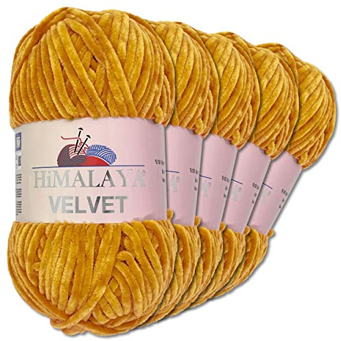 Frida's Ullhus Himalaya 5 x 100 g sammet chenilleull handgjord amigurumi 42 färger (90030 | senap)