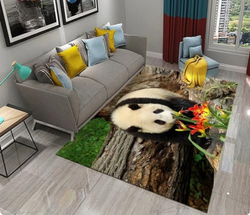 KIESEY Panda Print Bambus Teppich Wohnzimmer Schlafzimmer Türmatte Küche Eingang Dekoration rutschfeste Fußmatte 140x200cm