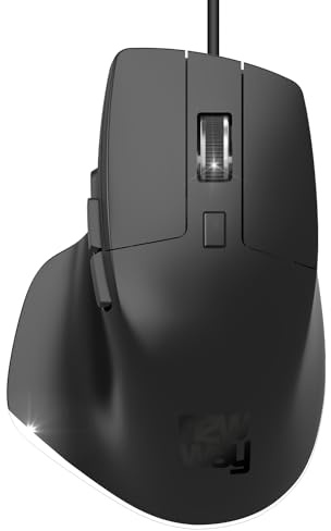 NEWWAY Souris Verticale Filaire Ergonomique A7-1200/1800/2400/3200 DPI - Silencieux - Plug et Play - USB - Noir