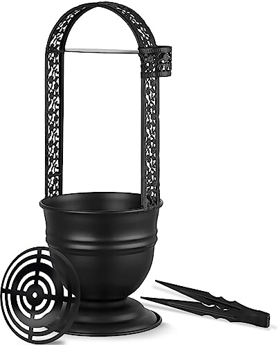 Hookah Kohlekorb 34,8 cm mit Kohlezange 17,8 cm Metallpinzette Tragbarer Kohlebehälter Eimer mit Metallkohlehalter für Shisha Zubehör