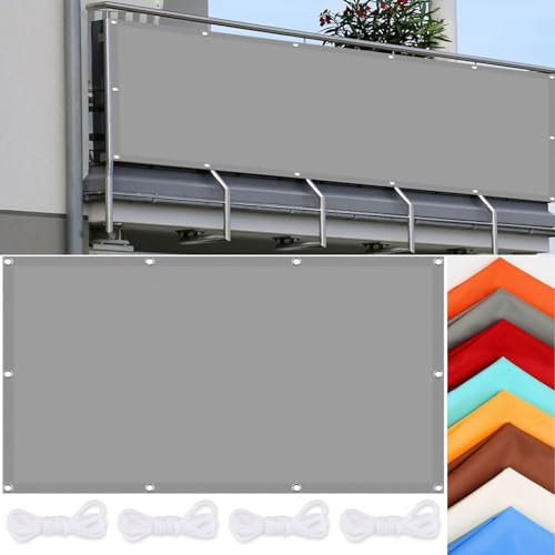 Sonnensegel 150 x 800 cm Sonnenschutz Windschutz Segeltuch Pergola Überdachung Plane 98% Uv-Schut Wetterschutz mit Seil für Garten Terrasse Outdoor Camping, Hellgrau
