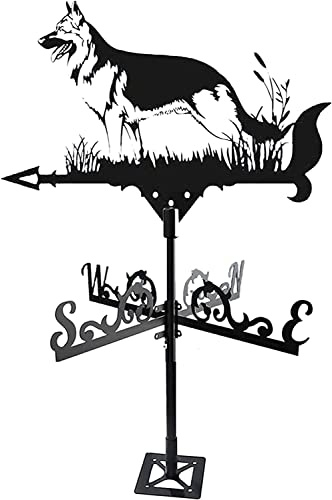 ANSAIR Girouette de Berger Allemand en Acier Inoxydable, girouette Volante, décorations en métal de Jardin avec Support de Toit for décoration de Cour de Ferme extérieure, Style 1(Style 1)