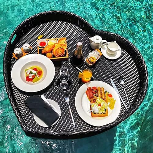 Dfdieratve Floating Drink Holder Black Floating Refreshment Table Tray, Portable Floating Pool Tray for Swimming Pool Accessories Hot Tub Beach and Party Decor,Black