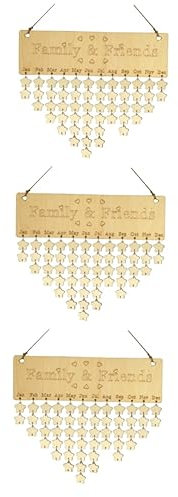 SEWACC 3St Hängekalender aus Holz Familiengeburtstagswand Geburtstagserinnerung Wand-Countdown- Etikett Wohnkultur hängender Geburtstags-Erinnerungskalender Bambus