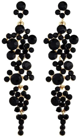 JYTDBCS Rhinestone Dangle Earrings Drop Earrings Wedding Bridesmaids Gift Drop Dangle Tear Drop Earrings Long Tear Drop Earings for Party Festival Wedding Black Earrings