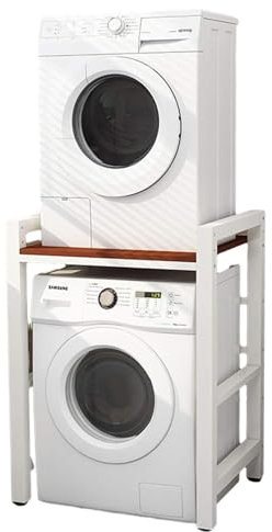 TRTDYFKH Portable Washing Machine Storage Shelf For Washing Machine And Tumble Dryer Max Load 300Kg Over Washing Machine Storage Rack Unit(Black)