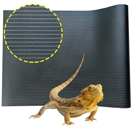 LUCKITTY Arbitrary Cutting Terrarium Reptile Carpet, Reptile Mat, Bearded Dragon Tank Accessories Flooring, Bearded Dragon, Leopard Gecko Substrate, Snake,Tortoise Bedding Black 17.5“× 158”