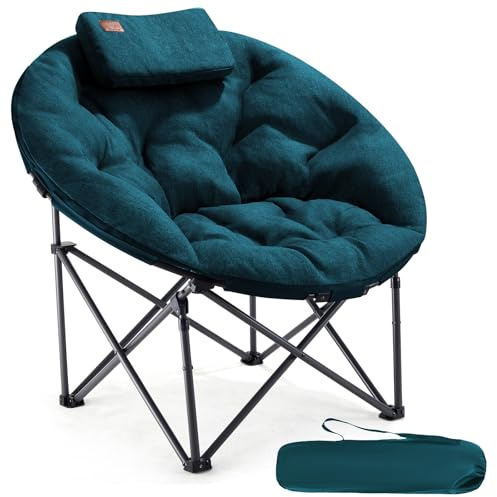 EVER ADVANCED Luxus Moonchair XXL Campingstuhl Faltbar 150KG Belastbar Rund | Klappstuhl Dick Gepolstert, Übergroßer Campingsessel Extra Breit für Outdoor Camping Garten Balkon Indoor, Grün
