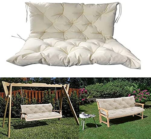 Wasserdichtes Outdoor Bankkissen mit Rückenlehne Polster für Gartenschaukel 2/3 Sitzer & Rückenkissen Set Hängematte Kissen Bezug Holzstuhl Palettenkissen