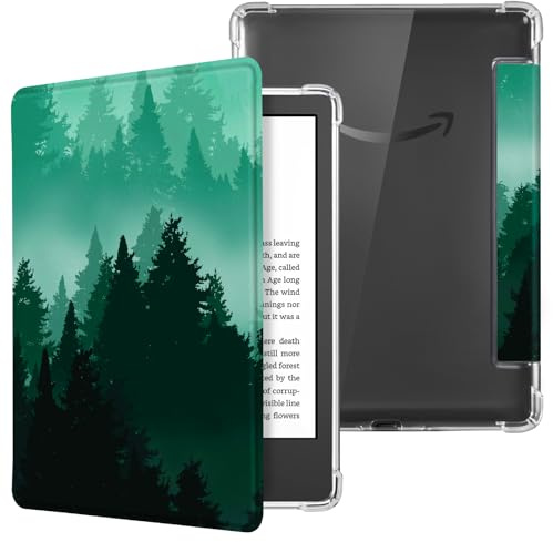 CoBak Hülle für 6 e-Reader Transparente Rückseite Leichte mit Auto Schlaf/Wach Funktion, Nicht kompatibel mit Kobo (Transparente Rückenschale, Grüner Wald)