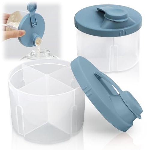 KXVXXV Unterwegs Milchpulver Portionierer Baby, 2 Stück Tragbarer Milchpulver Aufbewahrungsbox, Milchpulver Box Drehbarer Milchpulver Behälter Baby-Milchpulverspender (Dunkelbla)