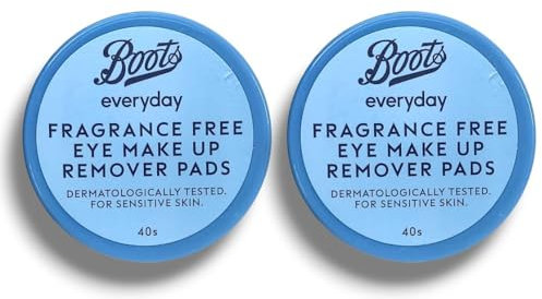 2x Bōots - Everyday | Fragrance Free Eye Make Up Remover Pads - 40 pads | Dermatologically Tested | Sensitive Skin | 40 pads in Each | Twin Pack