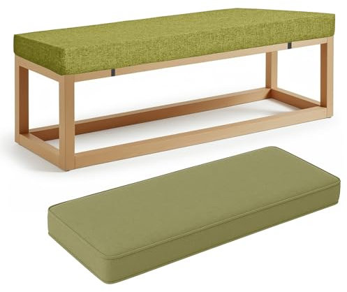 ZSWXF 5cm Dicke Sitzkissen Outdoor Leinenstoff Bankauflage Bankkissen Sitzauflage Stuhlkissen Bank Sitzbank Auflage Polster fur Banke Kissen Kissenauflage for Gardenbank,Olive,140 x 50 x 5 cm