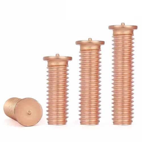 M3 M4 M5 M6 M8 M10 Tornillo de punto de soldadura de punto de soldadura de acero al carbono chapado en cobre 60 mm, 10 piezas M6