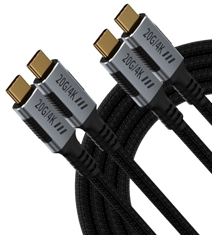 KMMXXCPM [2 Stück 1M USBC Cable Kompatibel mit Thunderbolt 3 Kabel,20Gbps USB C 3.2 Datenkabel,ladekabel USB C 240W,USB-C Kabel 4K@120Hz Videoübertragung für Monitor,Display,SSD,Docking,Hub,eGpu.