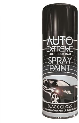 Gloss Black Spray Paint 250ML - Fast Drying Interior Exterior Use Petrol Resistant Non Crack Coating High Coverage Matt Finish for Car Bike Van Metal Panels