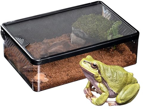 Rettili di allevamento | Terrario da trasparente ventilato 22 × 32 × 10 cm, custodia trasparente anti-scarico per habitat di animali domestici per scarabei, scorpioni, grilli e PE