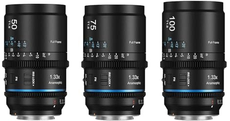 SIRUI Astra T1.8 1,33X Anamorphotisches Objektiv Set, 50mm+75mm+100mm Vollformat Autofokus Cine Objektiv für Z-Mount Kameras, für Z9, Z8, Z 7II, Z 6II, Z5, ZR (Blue Flare)