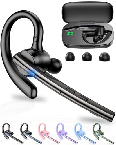 New Bee Bluetooth Headset mit 72h Spielzeit Bluetooth V5.1 mit LED Ladecase | Freisprech Headset Handy Freisprecheinrichtung Ohr mit CVC 8.0 und ENC Dual Mikrofon für iPhone/Android/Laptop