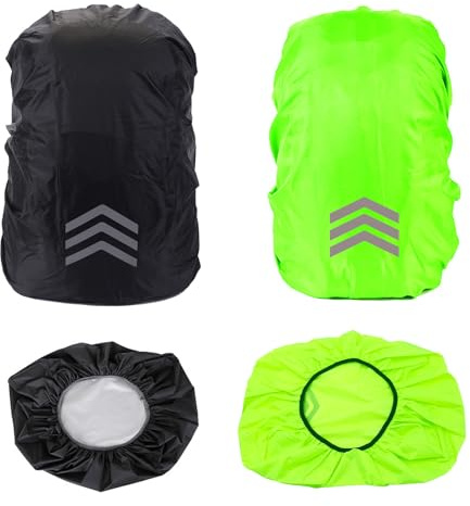 KASESSS 2 Piezas Funda Mochila Impermeable, 30-40L Antiabrasiva Funda Impermeable Mochila con Bandas Reflectantes Protector Lluvia para Exteriores, Viajes, Senderismo, montañismo, Ciclismo