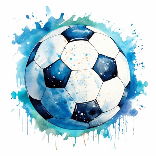 274 Wandtattoo Fußball blau schwarz Fussball in 4 Größen Kinderzimmer Jugendzimmer Wandsticker Wandaufkleber Soccer (500 x 500 mm)