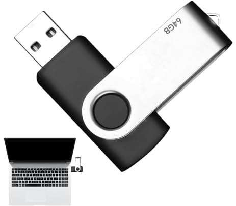 64gb Usb Stick Swivel Design Fold Portable Usb 3.0 Flash Drive Usbs Stick 64gb For Data Storage, Memory Sticks for Mac, Macbook, Pc, Tablet(Black)