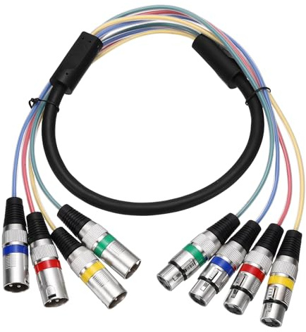 sourcing map 1Pcs 4-Channel XLR Snake Cable, 4 Colored XLR Male to Female Microphone Cable 4-Way Mic Patch Cord Balanced Audio for Stage Studio Live Recording, 3.3Ft