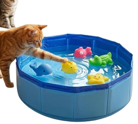 Piscine pour Chien - Accessoires D'Été Pliables Et Portables pour Animaux | Petite Piscine Canine, Bassin De Baignade D'Été,Rafraîchissement, Jeu, Barbotage, Baignade, Maison, Balcon, Patio, Deck