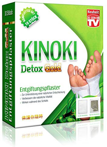 AURA HERBALS® Kinoki Fußpflaster Detox GOLD - 10 Stück Entgiftungspflaster - Vital Plaster Original - Hohe Qualität - Akupressur und Akupunktur