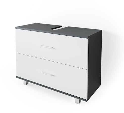 Vicco Waschbeckenunterschrank Anthrazit/Weiß Ilias 80x61x33 cm - Unterschrank Badezimmer, Übersichtliche Aufbewahrung durch großzügige Schublade
