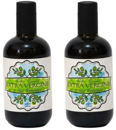 Olio Extravergine di Oliva Biologico CALUA - CORATINA -100% Italiano - 2 Bottiglie da 500 ml