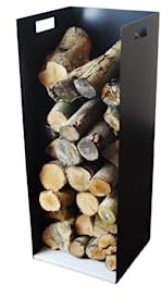 Volcann Modern 82cm Tall Steel Firewood Log Store - Fireplace Wood Holder Metal Basket with Handheld, Storage for Indoor Woodstove, Fireside Accessories (Ivory Cream)