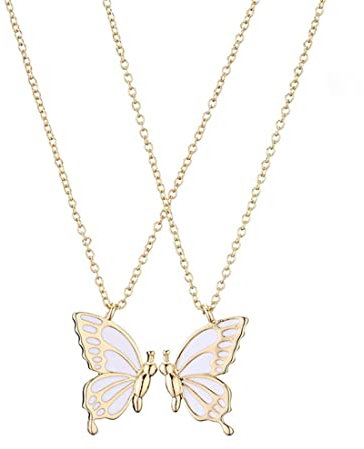 MenYiYDS Best Friends Freundschaftskette für 2 Mädchen, Bff Long Distance Passende Schmetterlingsketten Schmuckgeschenke für Frauen Freunde Geburtstagsgeschenk (Gold)