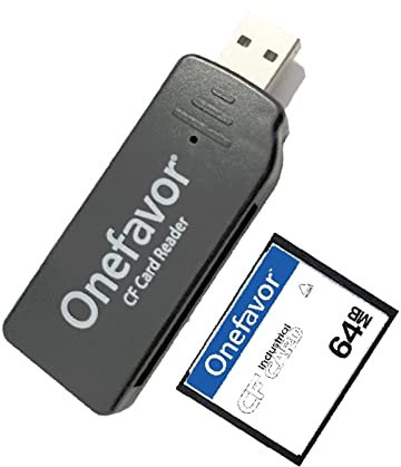Onefavor CompactFlash Cards Reader, Compact Flash CF Memory Card USB Reader Reader/Writer (with 64MB CF Card)