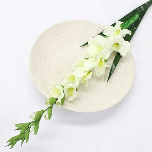 99 cm 6 Köpfe Künstliche Gladiolen Deko Hausgarten Hochzeit Blumenarrangement Gladiolen Gefälschte Pflanzen Seide Rot Weiß Rosa Großhandel-Weiß