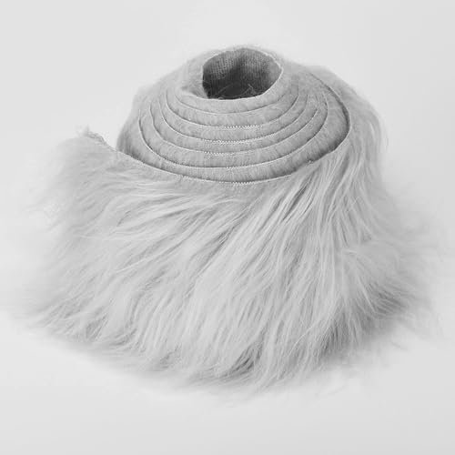 Kunstfell Band Kunstpelz Fellstoff, MUSLONG zotteligen Pelz Stoff Schnitte flauschige Pelz Patches ideal zum Basteln, Nähen, Dekorieren | Dekoband Plüsch Trim Stoffrolle, 5x150cm (Grau)