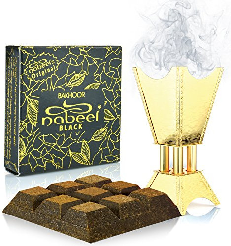 Nabeel Oudh Bakhoor Black Incense Bricks – 3 Boxes x 9 Pieces Each – Floral-Woody-Musky Long Lasting Scent with JRose Trolley Keychain – Home & Gift Set