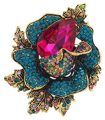 Kristallblomma brosch vintage kristall korsett lyxig ädelsten och diamantbrosch damer bröllop bankett eleganta tillbehör årsdag smycken gåvor för kvinnor, Metall