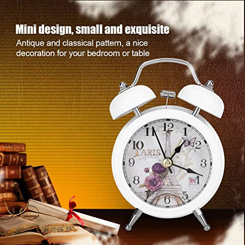 Bewinner Mini-Metall-Digital-Wecker-Stummschaltung mit Beleuchtung Funkelnder Glocke Wecker für Schlafzimmer,für Studenten,usw. (Weiss)