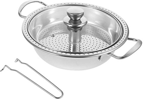 OQHAIR Tapa Chocolate Fondue eléctrica Cocción al Vapor Multifuncional para cocinar Accesorio Sartén Gas Caliente Multifuncional Cocina Sopa Estufa Shabu Hogar Exterior Acero Cm Olla Uten