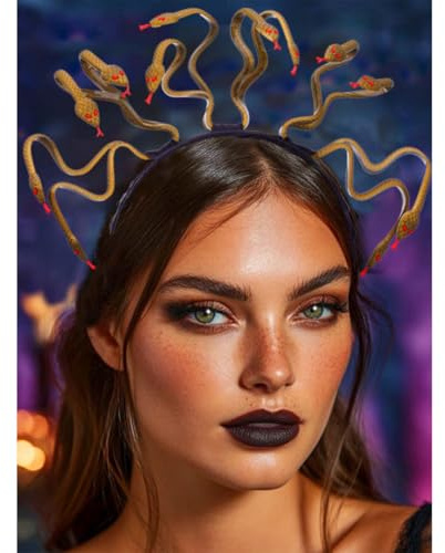 Fashband Schlange Stirnband Medusa Griechische Göttin Haarband Maskerade Kopfschmuck Halloween Cosplay Kopfschmuck Karneval Party Zubehör für Frauen und Mädchen