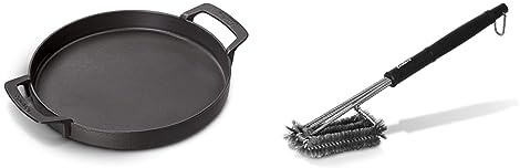 Enders® SWITCH GRID Pfanne, aus Gusseisen, Gasgrill mit Rost System & PREMIUM GRILLBÜRSTE MIT EDELSTAHLBORSTEN 8814 Kunststoffgriff