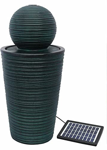 LQSSA Fontaine d'eau de Jardin intérieure/extérieure Fontaine d'eau extérieure Jardin extérieur Noir Solaire Rond Debout Boule Fontaine d'eau caractéristique pour terrasse, Patio, Porche,