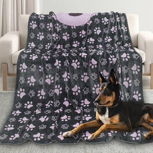 Gowyeg Große Hundedecke, superweich, flauschig, Premium-Fleece, Haustierdecke, Flanell-Überwurf für Hunde, Welpen, Katzen, Pfoten, rosa Decke (200 x 150 cm)