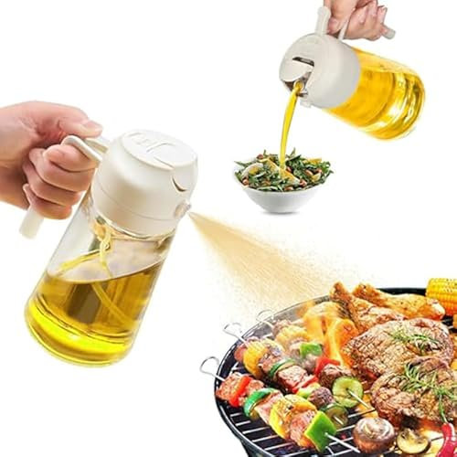 Kimilx Kitchen Oil Sprayer for Cooking,Leakproof Oil Tank Bottle,2 in 1 Olive Oil Dispenser Bottle For Kitchen, 16oz/450ml Glass Oil Bottle With Nozzle, For Air Fryer, Salad, Grilling, BBQ