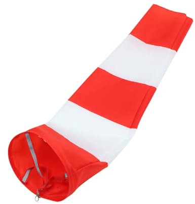 Happyyami Windsack Windrichtungsanzeiger aus Reflektierendem Wasserdichtem Oxford Stoff 100cm Rot Weiß Regenfest zum Aufhängen im Garten Langlebige Windfahne für Draußen